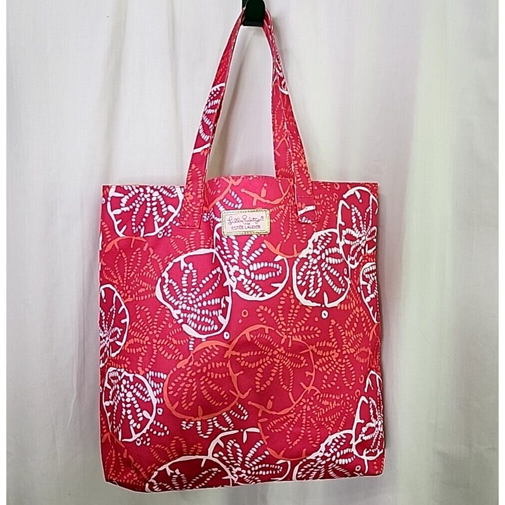 Lilly Pulitzer‎ Estee Lauder Pink Orange Tote Bag Open Top Sand Dollars CoLab
